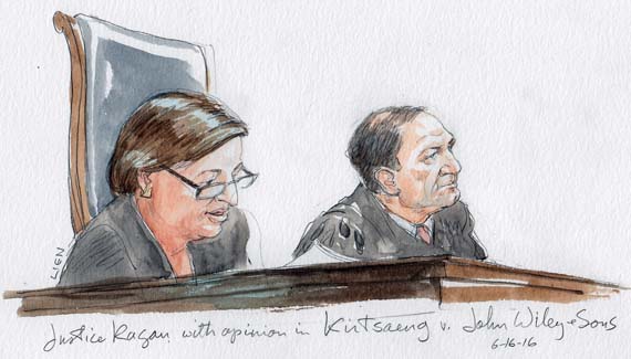 Justice Kagan with opinion in Kirtsaeng v. John Wiley & Sons