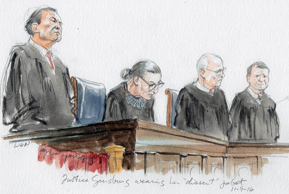 Justice Ginsburg sporting "dissent" jabot?