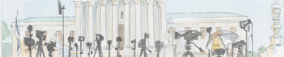 cameras set up on Supreme Court steps