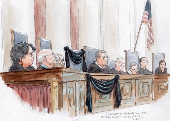 Chief Justice Roberts delivers tribute to late Justice Scalia