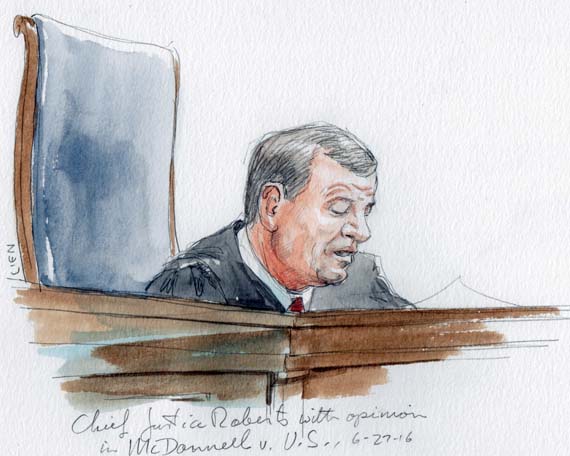 Chief Justice Roberts with opinion in McDonnell v. US