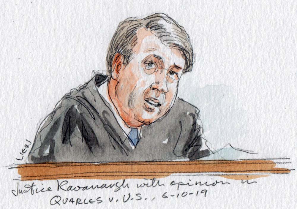 sketch of man in judicial robe reading from piece of paper