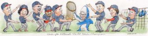 The justices as baseball players with RBG dressed as a shark