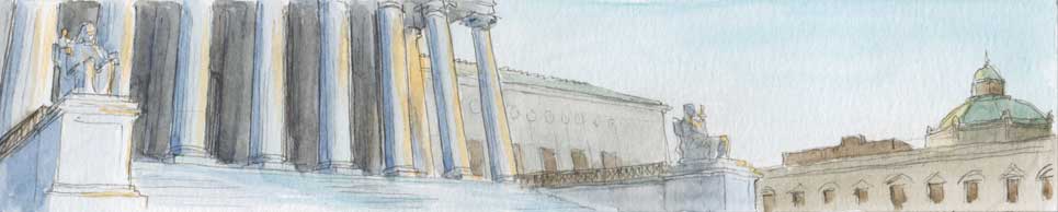 Pasos de la Corte Suprema con la Biblioteca del Congreso al fondo