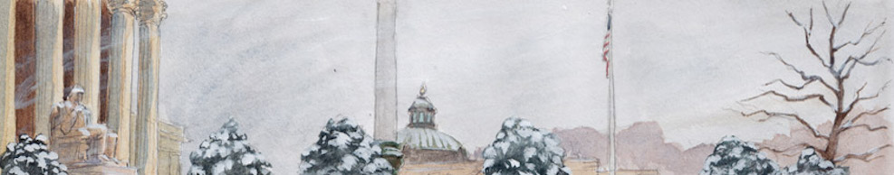 the library of congress dome in the snow