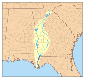 map showing Apalachicola watershed in Georgia and Florida