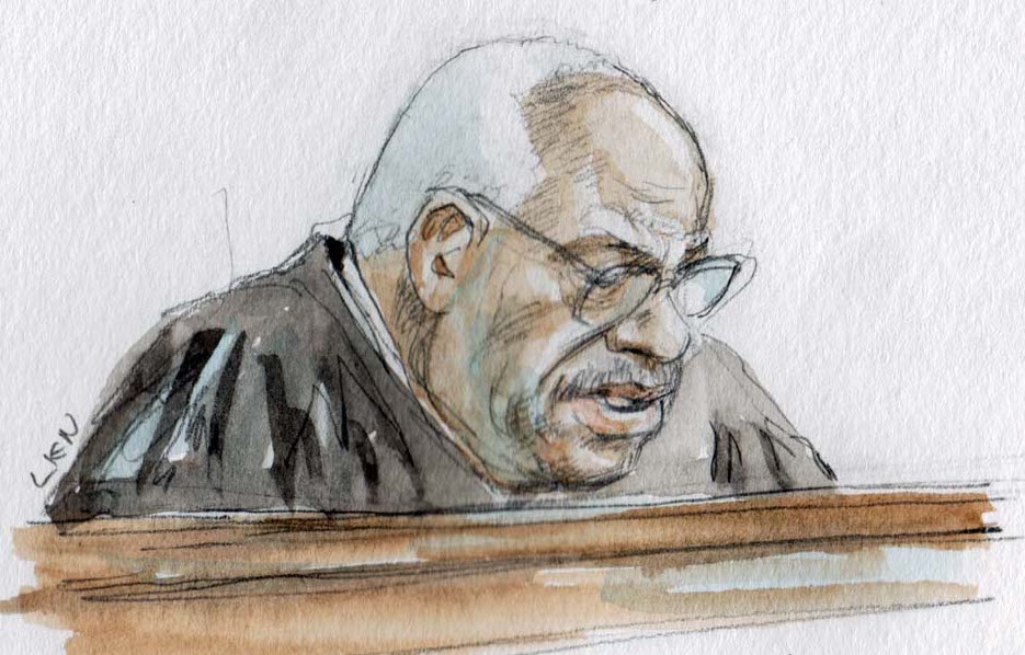 sketch of clarence thomas looking downward