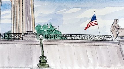 artist's sketch of side view of supreme court building