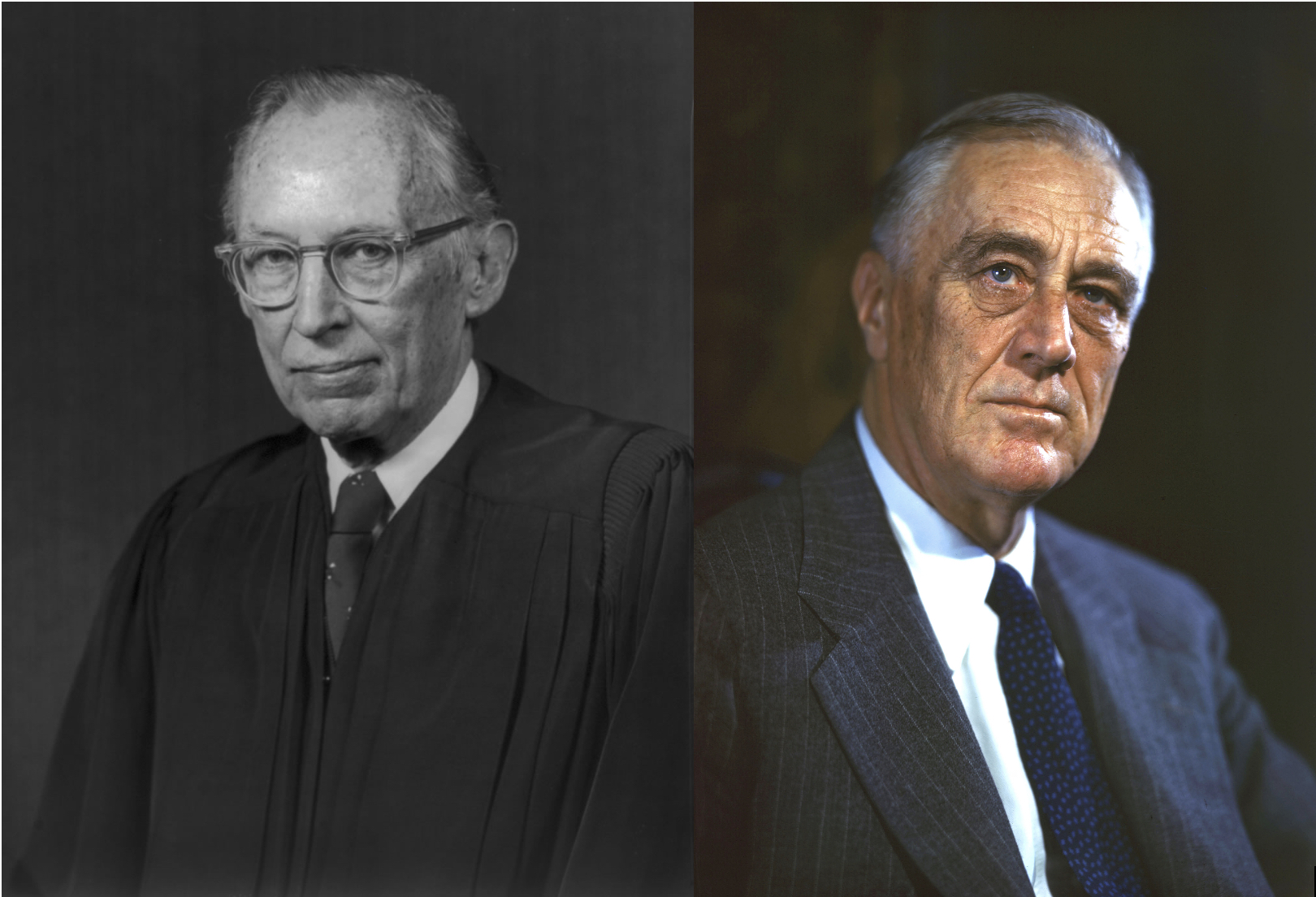 Portraits of Justice Lewis Powell and President Franklin Roosevelt