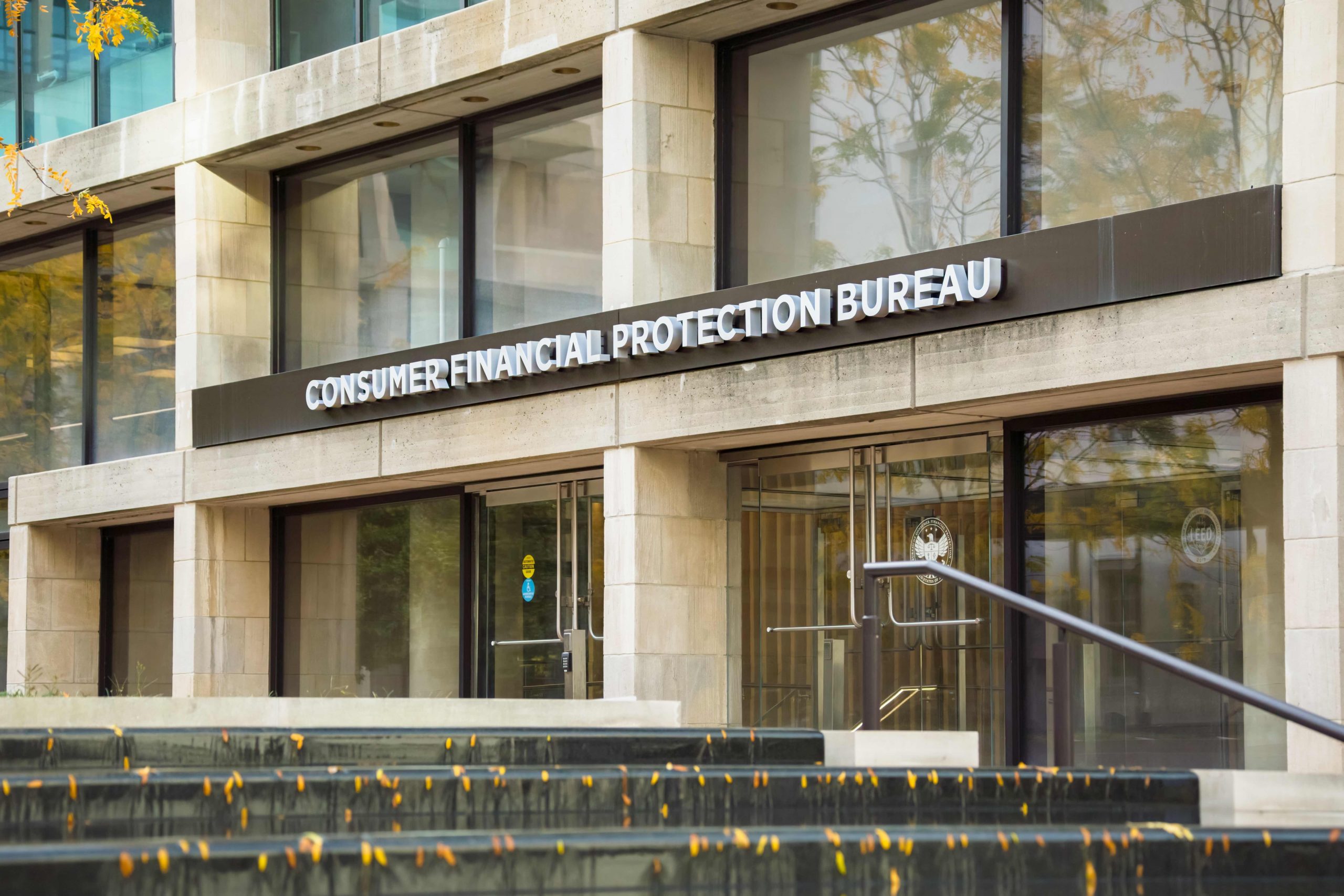 Office building with the sign Consumer Financial Protection Bureau