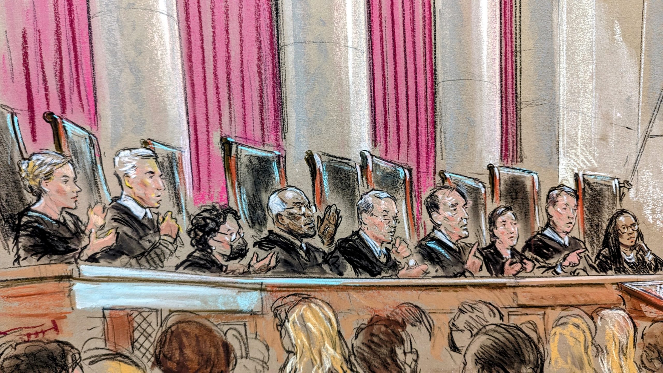 All nine justices on the bench