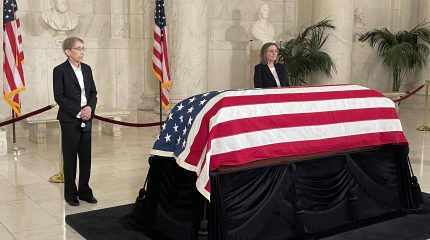 The flag-draped casket of Justice Sandra Day O'Connor