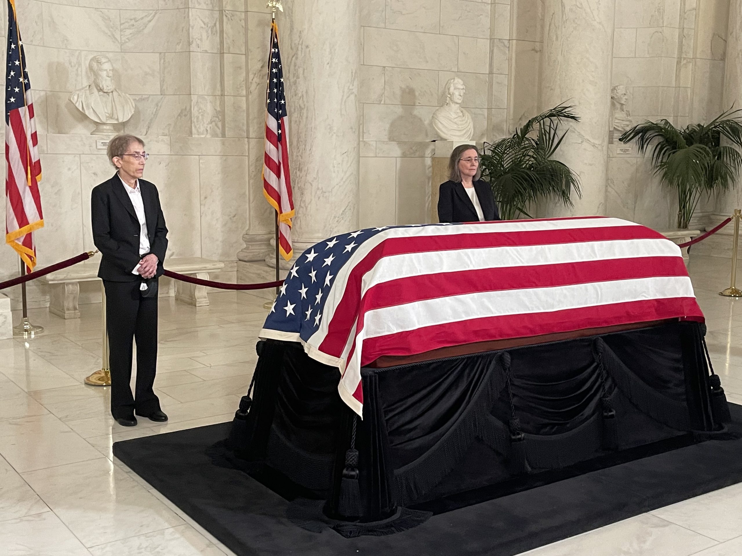 The flag-draped casket of Justice Sandra Day O'Connor