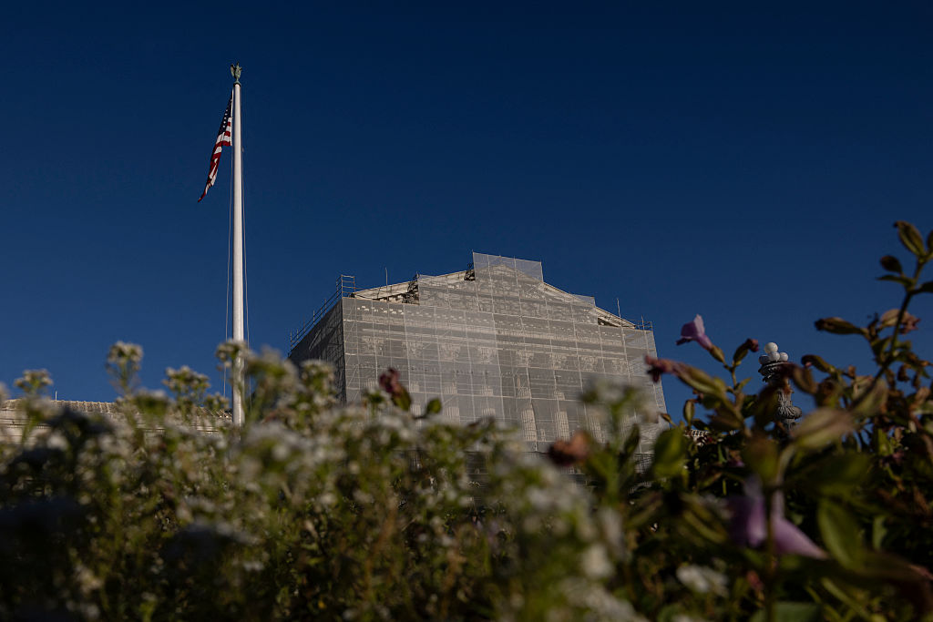 A view of the U.S. Supreme Court as the federal government officially shuts down due to a congressional budget impasse in Washington D.C., on October 04, 2025.