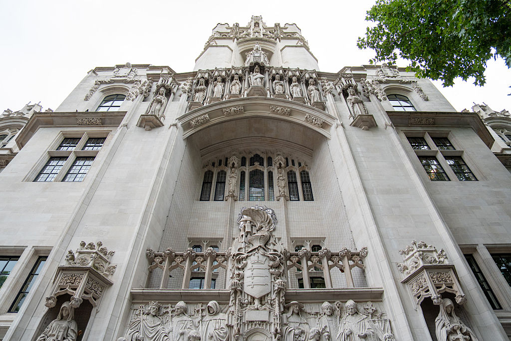 A picture shows the facade of the Supreme Court in central London on August 1, 2025.